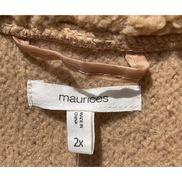Maurice’s 2X Tan Sherpa Fleece Oversized Button-Up Jacket Front & side pockets - Picture 8 of 8